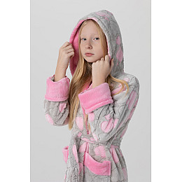 Халат для девочки Polar Сердца СР XS Серо-розовый (2000990215109)