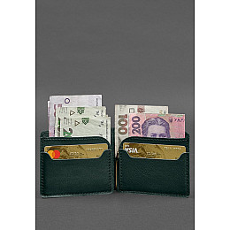 Кожаное портмоне 13.0 зажим зеленый краст BlankNote