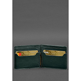 Кожаное портмоне 13.0 зажим зеленый краст BlankNote