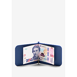 Кожаний зажим для грошей яскраво-синій The Wings