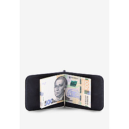 Кожаний зажим для грошей чорний вінтаж The Wings