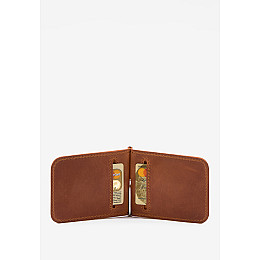 Кожаний зажим для грошей світло-коричневий вінтаж The Wings