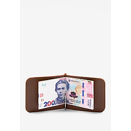 Кожаний зажим для грошей світло-коричневий The Wings