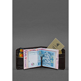 Кожаное портмоне 4.4 с зажимом Темно-коричневый краст карбон BlankNote