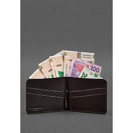 Кожаное портмоне 4.4 с зажимом Темно-коричневый краст карбон BlankNote