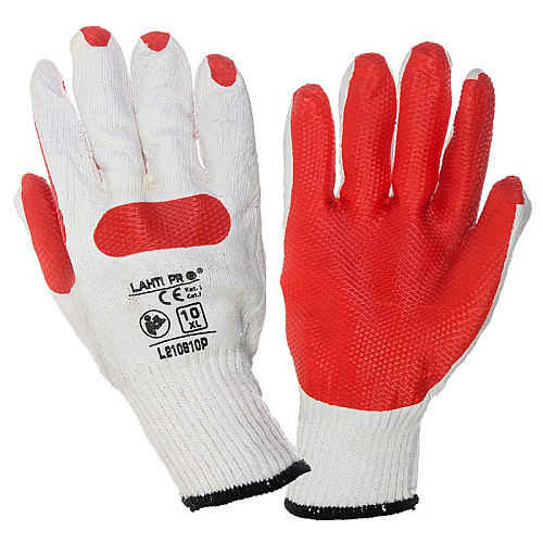 Перчатки защитные покрытые латексом Lahti Pro 2109 10(XL) красно-белые