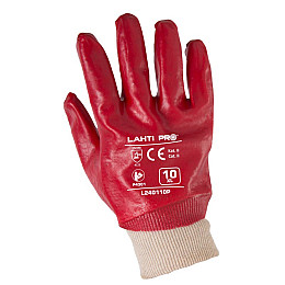 Перчатки захисні з покриттям ПВХ Lahti Pro 2401 10(XL) червоні