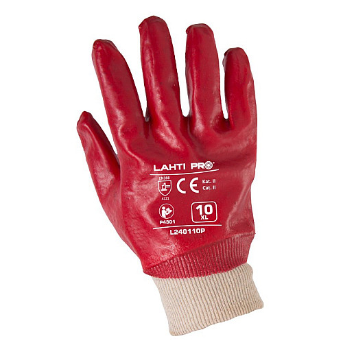 Перчатки защитные с покрытием ПВХ Lahti Pro 2401 10(XL) красные