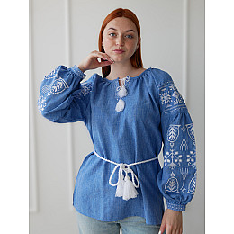 Вишиванка жіноча льон-габардин джинс Святкова 4Profi XL(50)