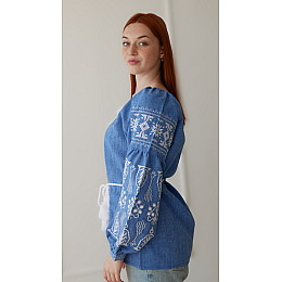Вышиванка женская лен-габардин джинс Праздничная 4Profi XL(50)