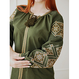 Вышиванка женская хаки из льна Лелека 4Profi XL(50)