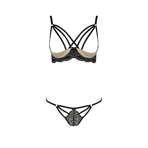 Комплект белья Passion Exclusive VALERY SET WITH OPEN BRA Black L/XL (PS25104)