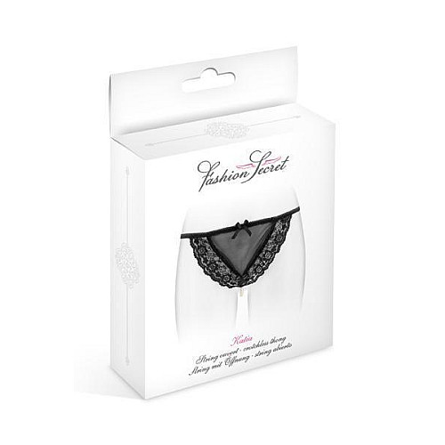 Трусики женские с жемчужной ниткой Fashion Secret Secret KATIA S/M Black (SO2245)