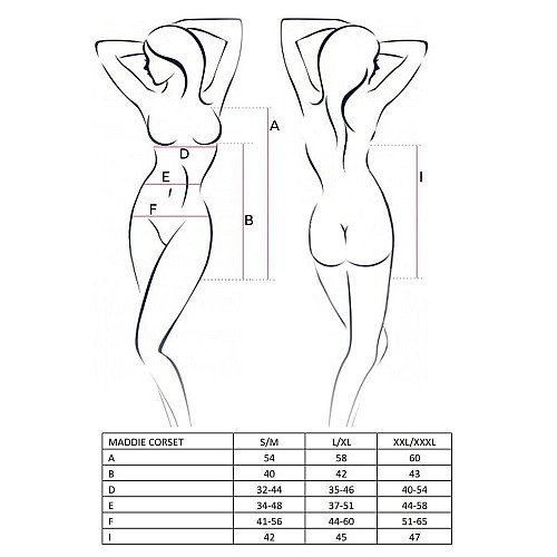 Платье и трусики Passion MADDIE CORSET XXL/XXXL Black (EL12603)