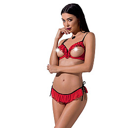 Комплект белья Passion CHERRY SET WITH OPEN BRA Exclusive XXL/XXXL красный (PS25509)