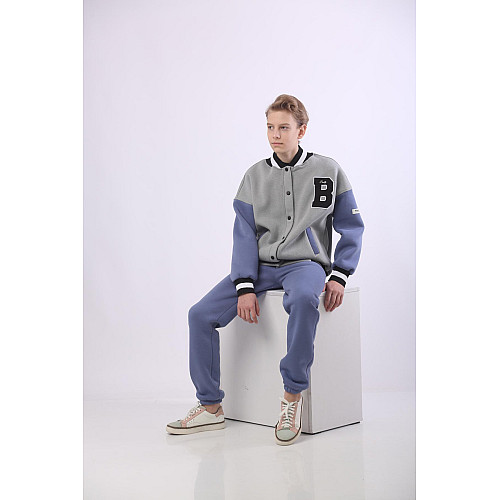 Спортивный костюм на флисе Серо-голубой Ukraine Brand 146 см