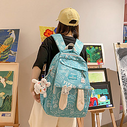 Рюкзак підлітковий Lesko 230632 Зайка 20 л Синій