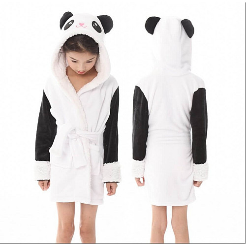 Халат дитячий BearWear Панда весела S - зріст 100 - 110 см Чорно-білий