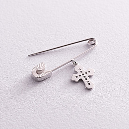 Золотая булавка с крестиком (фианиты) зак00320 Оникс