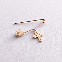 Золотая булавка с крестиком (фианиты) зак00319 Оникс