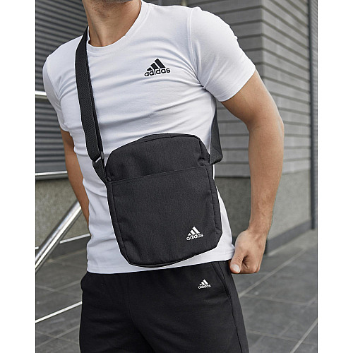 Комплект футболка + шорты + барсетка Adidas Реплика S Белый с Черным (8684996468 )