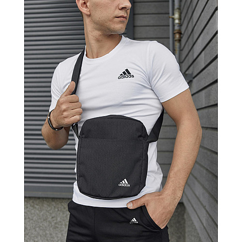 Комплект футболка + шорты + барсетка Adidas Реплика S Белый с Черным (8684996468 )