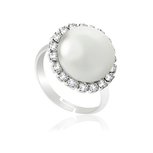 Кольцо KOBI Amelia с жемчугом Swarovski 15 мм Регулируемый/Безразмерное (7470-0645-02-32)