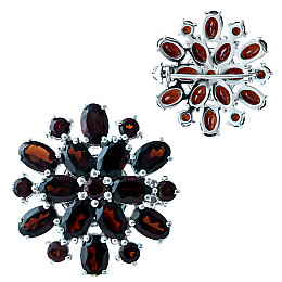 Серебряная брошка SilverBreeze с натуральным гранатом 7.082ct (1914137)