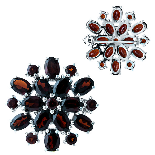 Серебряная брошка SilverBreeze с натуральным гранатом 7.082ct (1914137)