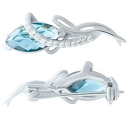 Серебряная брошка SilverBreeze с топазом Лондон Блю 1.506ct (1925690)
