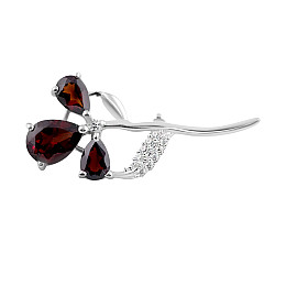 Серебряная брошка SilverBreeze с натуральным гранатом 1.95ct (2106609)