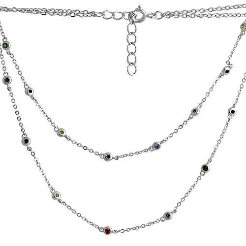 Серебряное колье SilverBreeze с фианитами (2137672) 400-450