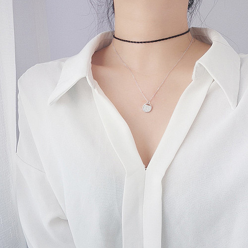 Серебряное колье с монетой усыпанной цирконами Infini kl2cr-91