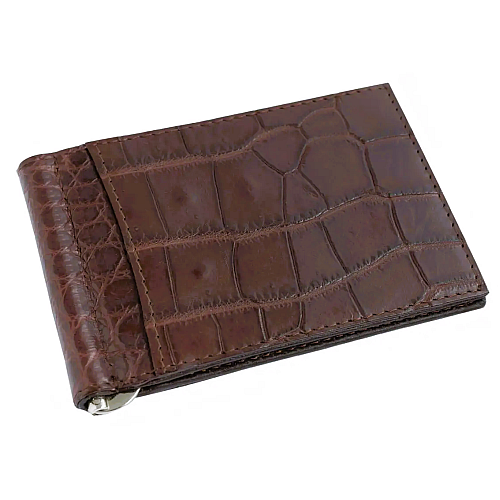 Зажим для денег из кожи крокодила Ekzotic Leather Коричневый (cc02_1)