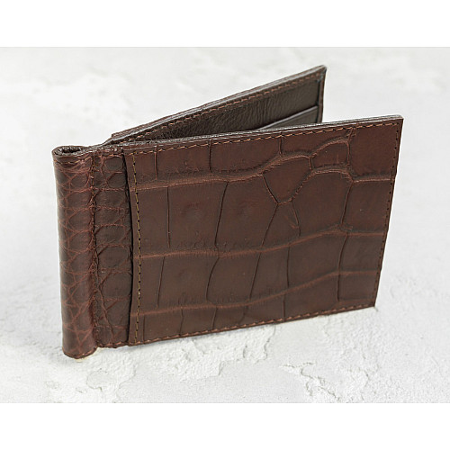 Зажим для денег из кожи крокодила Ekzotic Leather Коричневый (cc02_1)