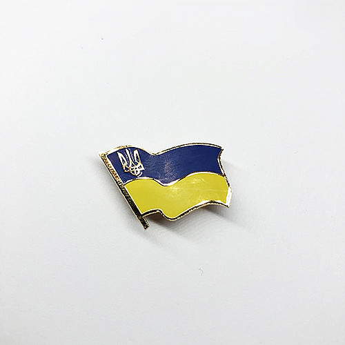 Значок Dobroznak Флаг Украины с трезубцем Сине-желтый 21х17 мм (4530)