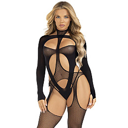 Бодистокинг Leg Avenue Bodystocking with cutout teddy Black One Size SX1087