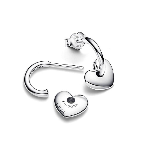 Серебряные серьги No Brand открытые хупы с сердцами 293460C00