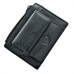 Мужская кожаная визитница H.T.Leather Чёрная (168-11В)