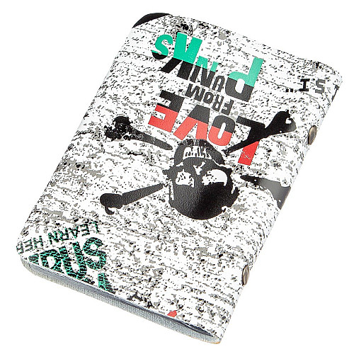 Визитница вертикальная кожаная SHVIGEL Love from punks 19079 Белая