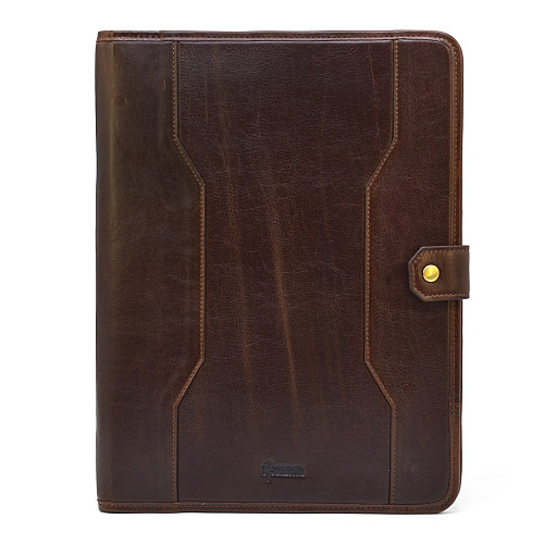 Кожаная папка портфолио открытого типа с хлястиком А5 А4 TARWA GC-2141-4lx Коричневый