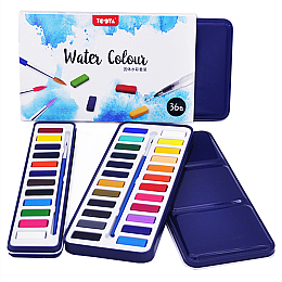 Набір художніх акварельних фарб Bianyo в металевому пеналі, 24 кольори + пензлик (TY-AM024)