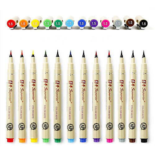 Набор ручек-кисточек Superior (BrushPen) 12 цветов