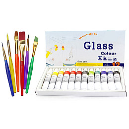 Набір акрилових фарб для розпису скла 12 кольорів