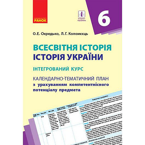 Календарно-тематический план Всемирная история История Украины 6 класс Ранок (Г812047У)