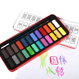 Набір акварельних фарб WORISON у металевій пеналі 24 кольори + пензлик