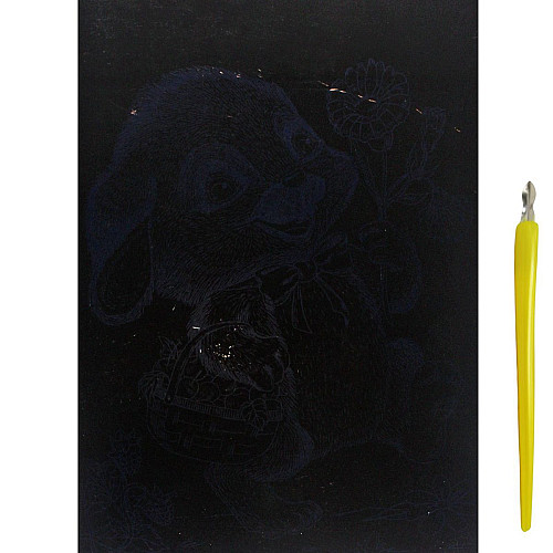 Гравюра Silver Metallic Зайчик с корзинкой А5 Эконом Danko toys (ГрА5)