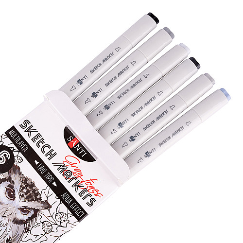 Набір маркерів SANTI sketch Gray tones 6 шт./уп. (390544)