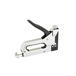 Степлер пружинный для скобы 4-14 мм 11,3*0,7 мм плавная регулировка силы удара, корпус металл/хром MASTERTOOL GM (41-0906)