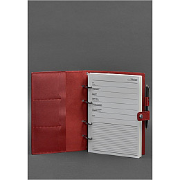Кожаный блокнот с датированным блоком (Софт-бук) 9.1 красный BlankNote